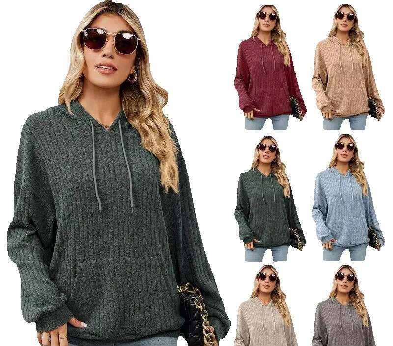 2023 Autumn New Women's Knitwear Hooded Pit Pocket Hoodie Women Pullover Sweatshirt