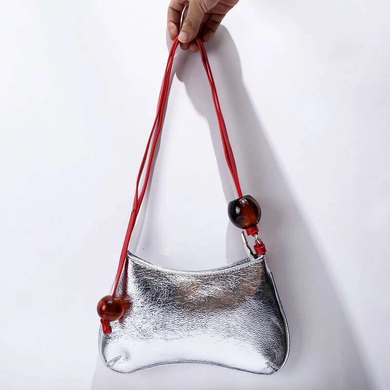 Women's Bags Korean Casual Sg Bags For Women Designer Handbags And Purses New In PU Sliver Beaded Ball Slim Underarm Shoulder