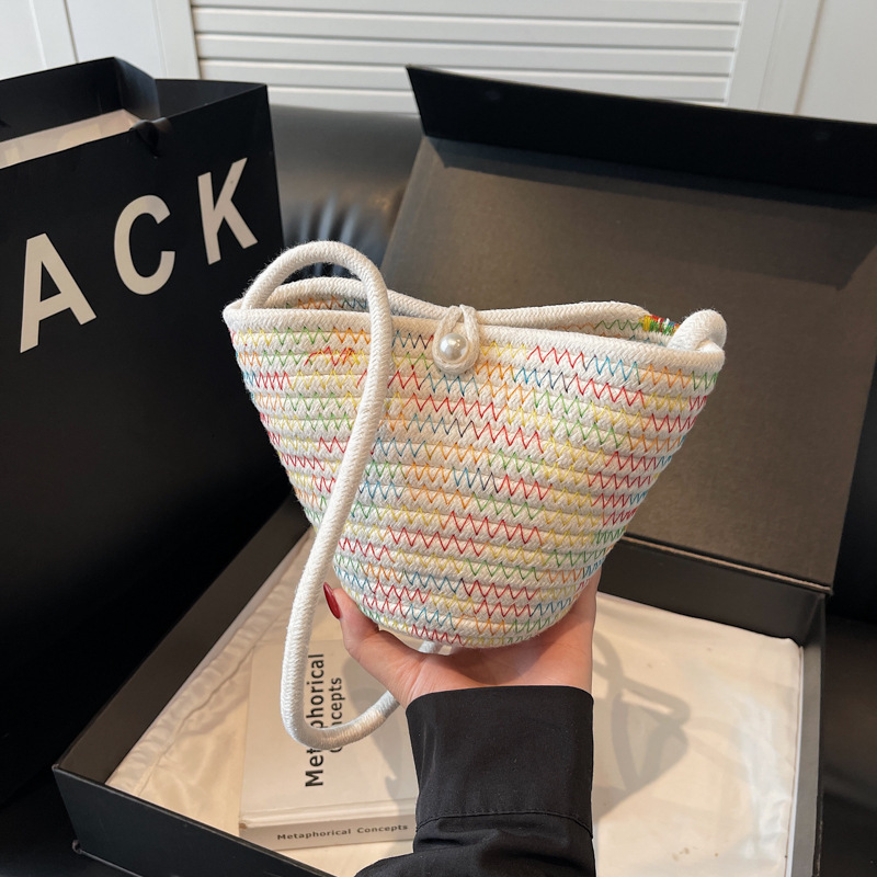 New handbag women's summer handmade woven straw small fresh handbag, casual shoulder bag, vacation crossbody bag #swissmilitary