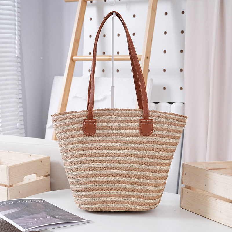 Commuting large capacity for women stylish versatile shoulder bag, summer beach vacation straw woven bag #swissmilitary