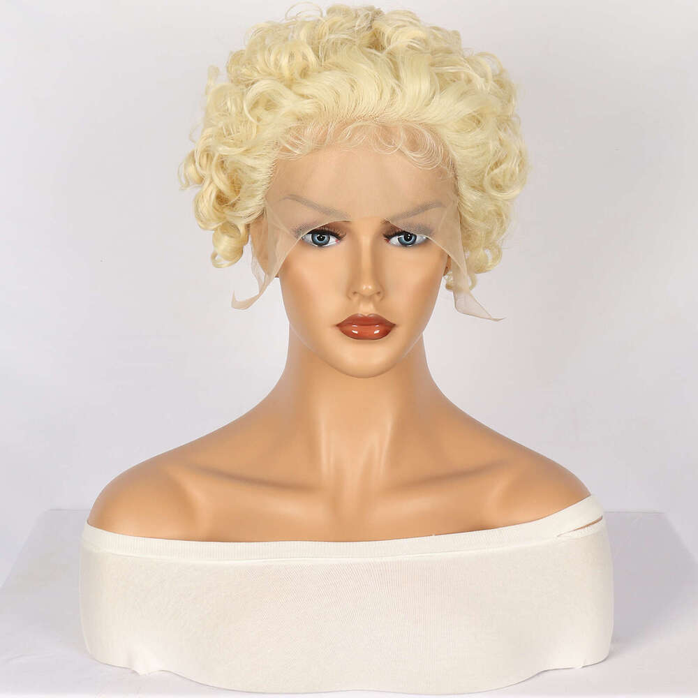 HD Front Lace Wig Lace Women S Golden Elf Wig E Wigs Short Curly Hair Synthetic Headband