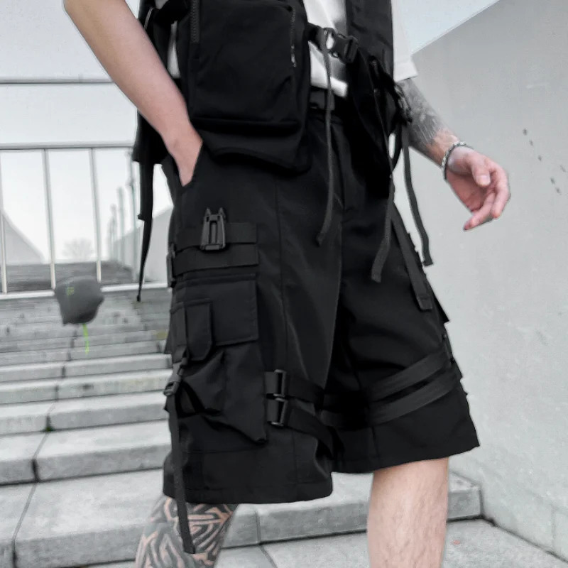 Cargo Mens Shorts High Street Casual Trend Fashion Multi-pocket Shorts Overalls Short Pants Male Streetwear 250225