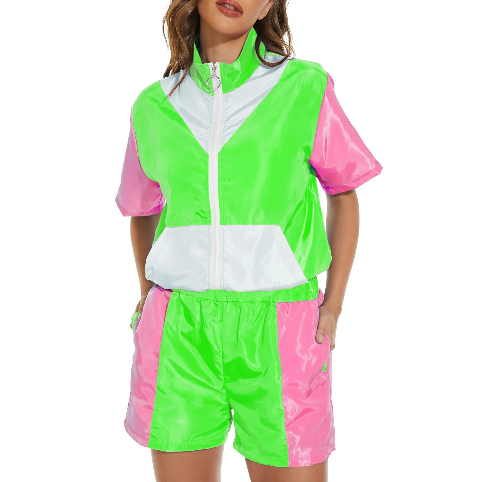 Sets For Women 2 Pieces Adult Women And Man 80s Tracksuit Retro Hip Hop Windbreaker Disco Tracksuit Sets In Matching Sets 250227