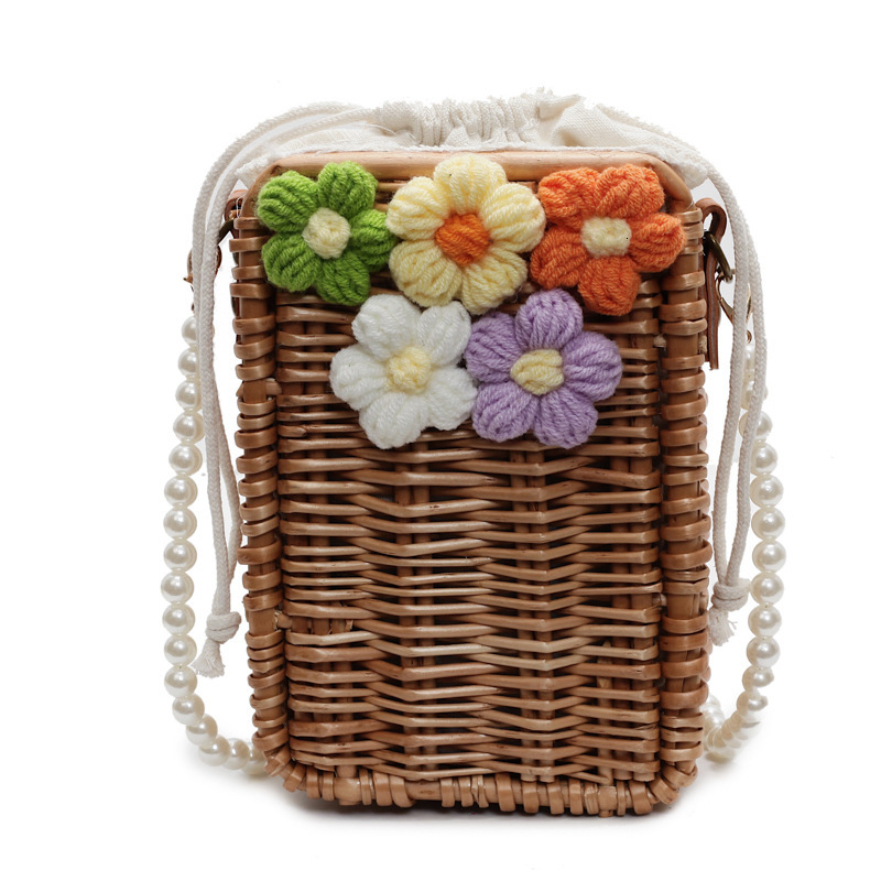 Woven grass woven for women's spring and summer 2025 new item, niche pearl crossbody bag, vacation hand-held beach bag #swissmilitary