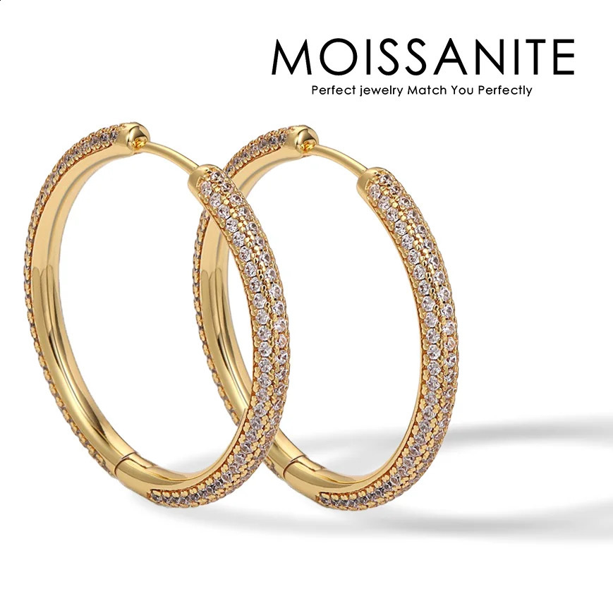 2 pieces of 30mm inlaid gold hoop earrings -18K gold-plated S925 pure silver luxurious and elegant 250219