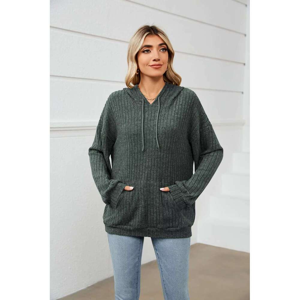 2023 Autumn New Women's Knitwear Hooded Pit Pocket Hoodie Women Pullover Sweatshirt