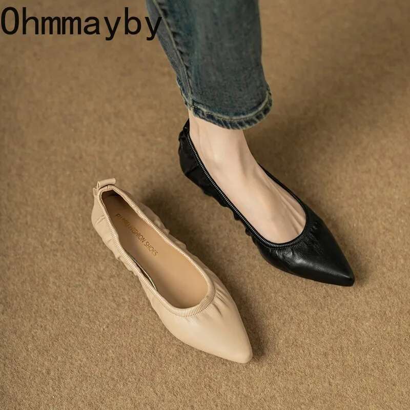 Retro Style Pointed Toe Women Mary Jane Fashion Shallow Slip On Spring Autumn Dancing Party Low Heel Shoes