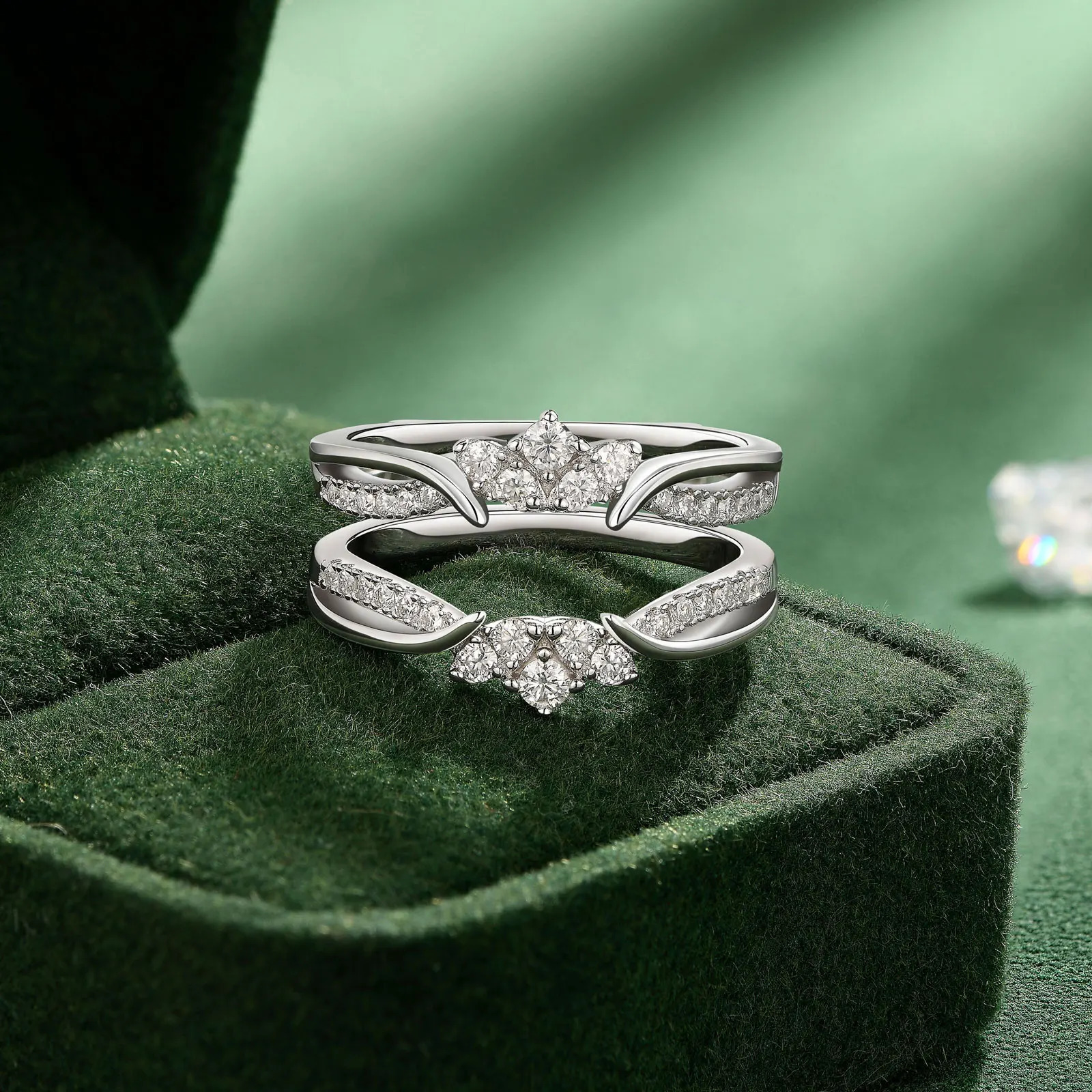 she Elegant 925 Sterling Silver Wedding Ring Enhancers for Women Adjustable Crown Engagement Quality Jewelry 250219