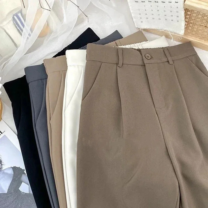 Fall Spring Black Suit Haren Pants Women 2024 Fashion Elastic High Waist Casual Trousers Woman Korean Style Solid Office Pant 250226