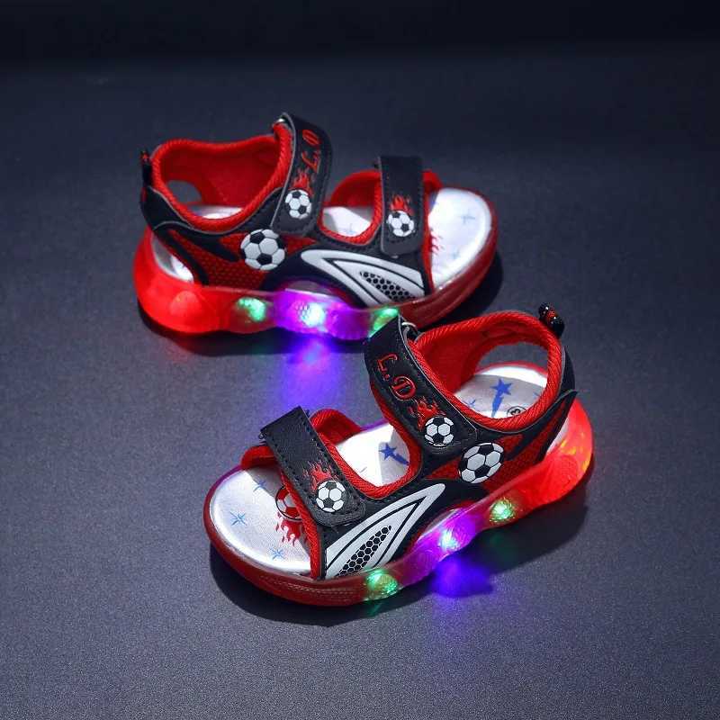 Kids Glowing Light Beach Shoes Childrens Shining Light Soft Bottom Sandals Kids LED Light Shoes Little Boys Sandals With Lights W250228