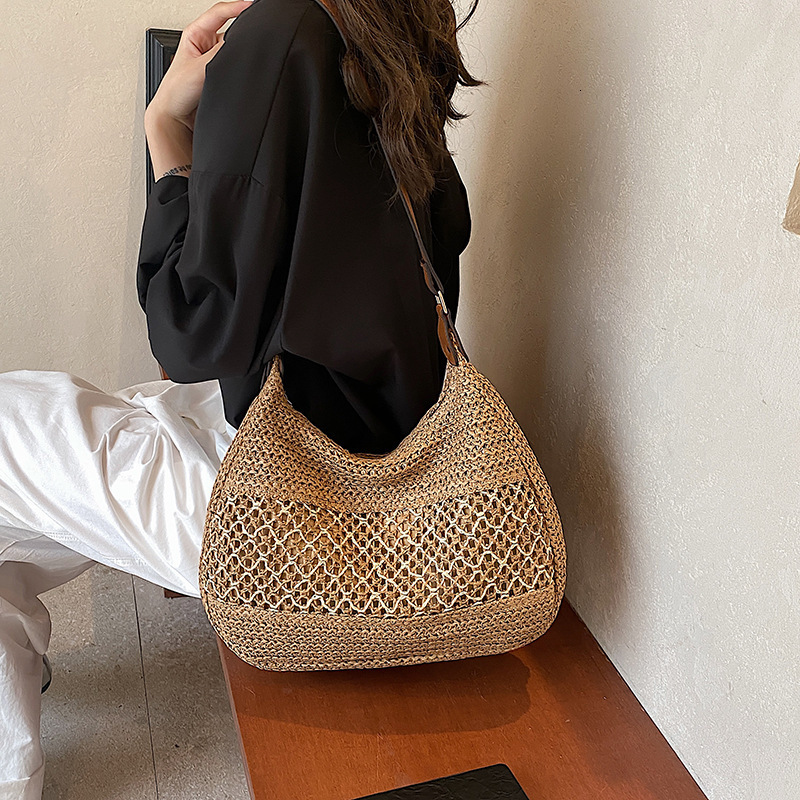 Summer vacation beach large capacity woven bag, women's new casual versatile single shoulder crossbody bag #swissmilitary