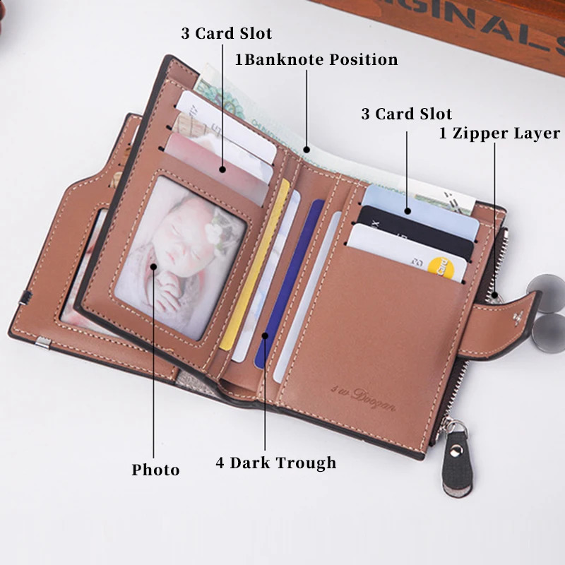 Ship from US Custom Personalized Po Wallets Men Short Wallet n Retro High Capacity Purse Gift for Husband with Zipper Coin Pocket 250228FBB