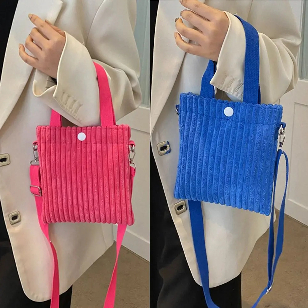 Korean Corduroy Bucket Bag Crossbody Small Handbag Vertical Casual Mini Tote Canvas Shoulder 250221