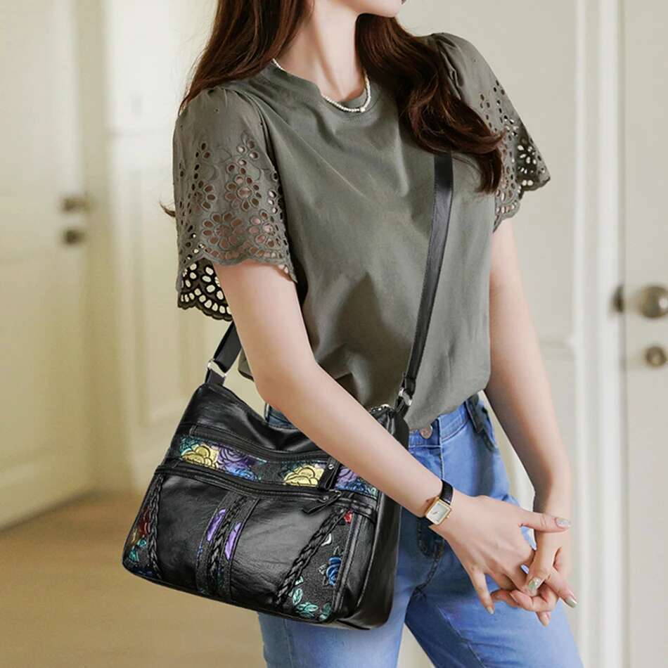 Designed High Quality Soft Leather Ladies Shoulder New Fashion Multi-Pocket Crossbody Bags For Women Handbags Purses