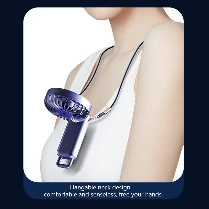 USB Mini Handheld Fan Digital Display ventilador Foldable Portable Neck Hanging Fan 5 Speed Rechargeable Electric Fan Air Cooler