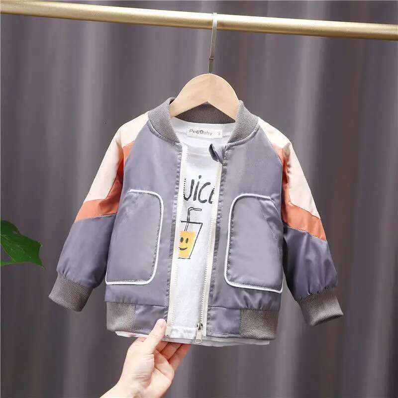 Ddmyshoesvip Autumn And Winter Quilted Padded New Children Fleece Jacket Boys Handsome Baseball Uniform
