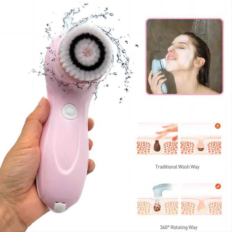 Electric Exfoliating Spin Cleanser Device Waterproof Deep Cleaning Massage Remove Blackhead Facial Cleansing Brush Face Scrubber W250228