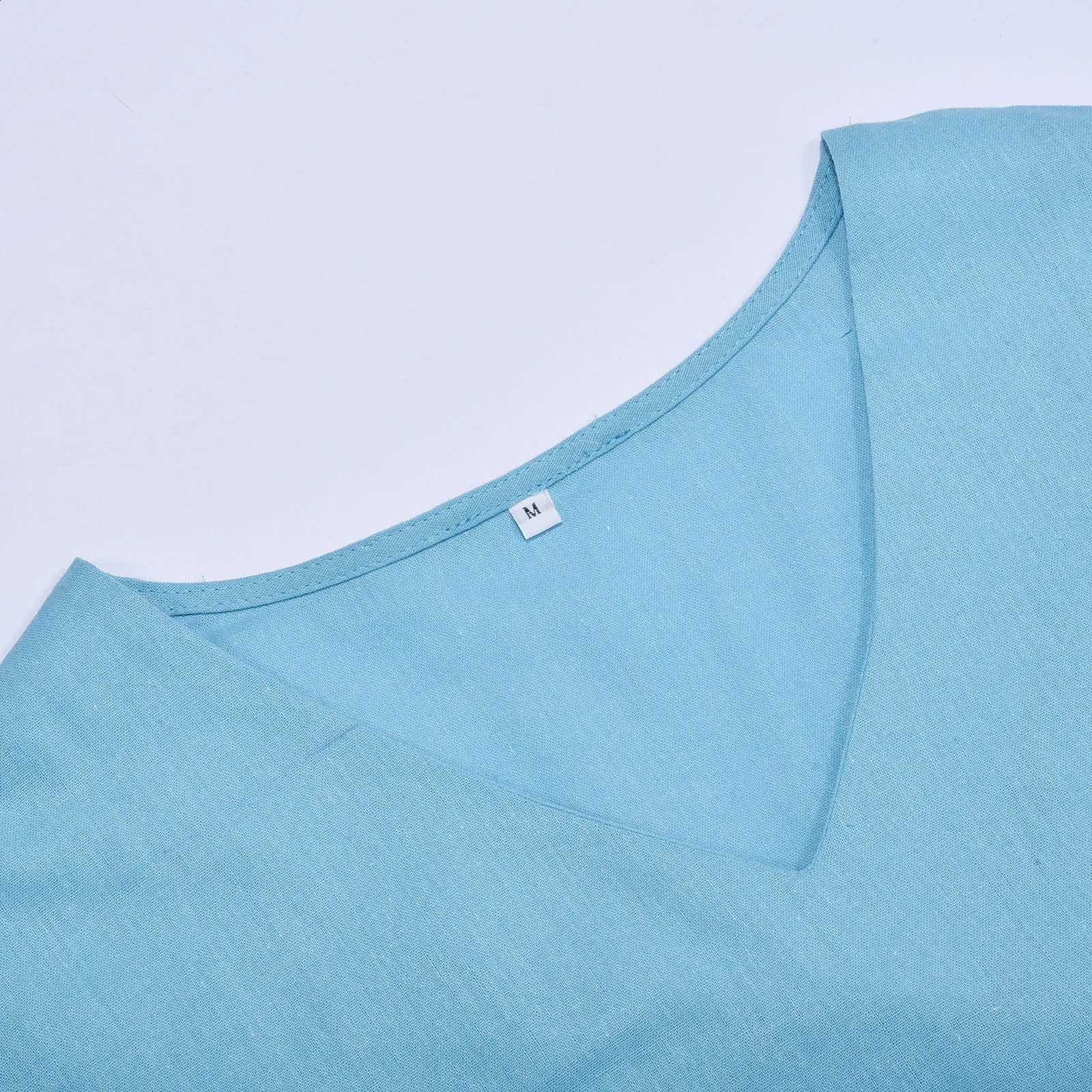 Fashion Half Sleeve VNeck Shirt Casual Loose Two Piece Set For Women Straight Pocket Belt Pants Summer Cotton Linen Suit 250228