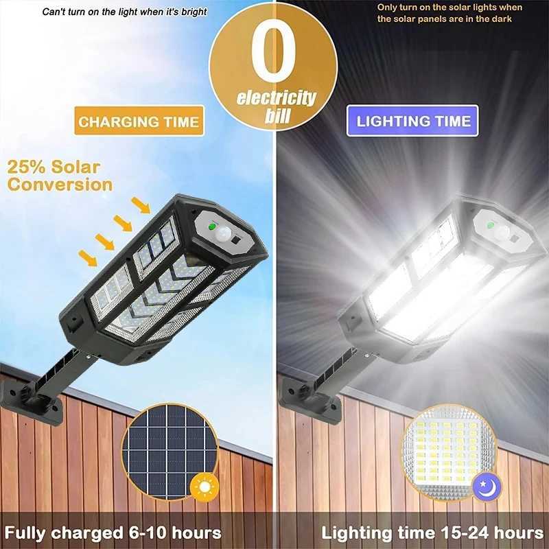 15000LM lighting 500 outdoor solar light with motion sensor 3-mode waterproof IP65 solar street light Z250301