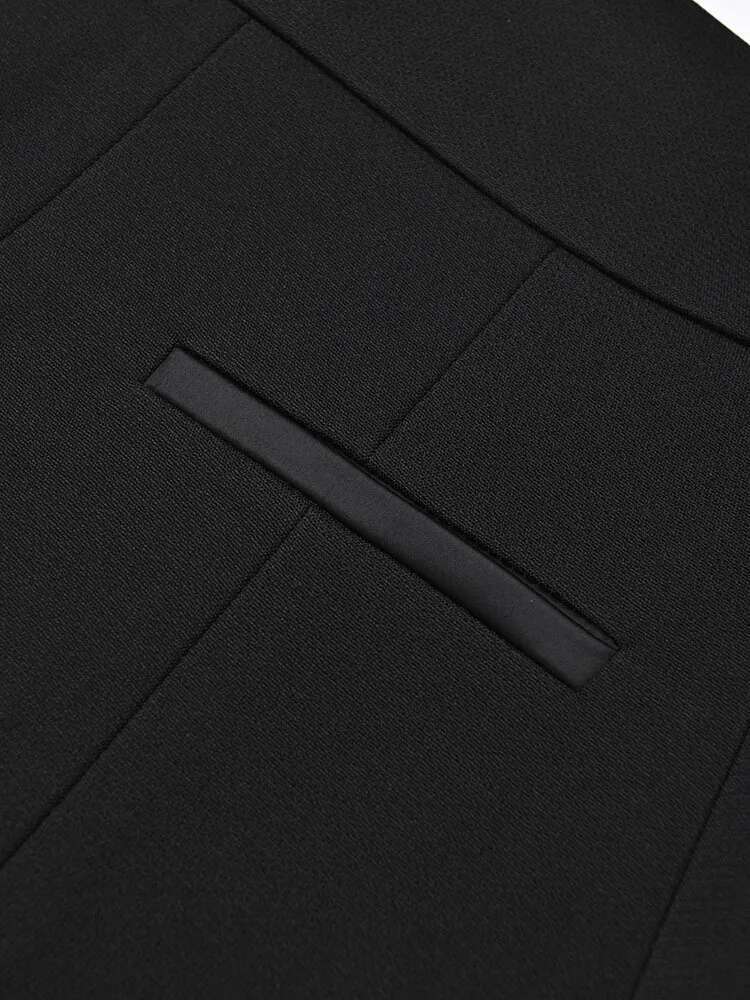 EAM Black Irregular Rhies Belted Mini Half-Body Skirt High Waist Women Fashion Tide New Spring Autumn 2025 Jy75801