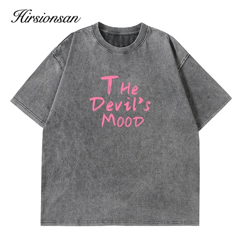 Hirssionsan Pickled Tshirt Womens Retro Cotton Street Clothing Soft Mineral Girls Loose Letter Printed Top Y2k 250226