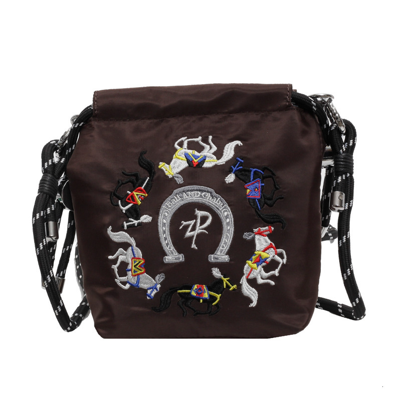 Fashionable and versatile ins nylon cloth women's new single shoulder crossbody summer mobile phone bag, niche embroidery bucket #swissmilitary