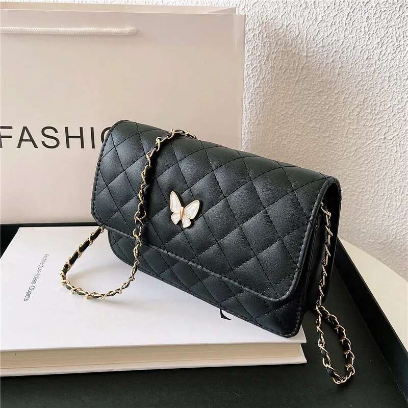New Shoulder Girls Hundred Crossbody Ladies Chain Small Square Bag Gerie Bow Decoration PU Material