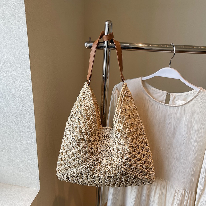 Lazy style woven tote big for women in spring and summer 2025, new large capacity shoulder bag, vacation beach bag #swissmilitary