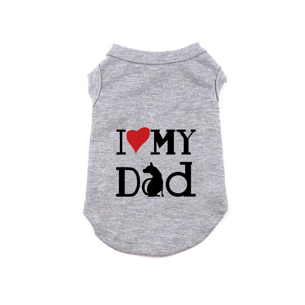 Cozy Sleeveless Dog Clothes, Soft, Lightweight, and Breathable Cotton Dog Shirt with I LOVE MY DAD Print, Tank Top for Small, Medium, and Large Breeds