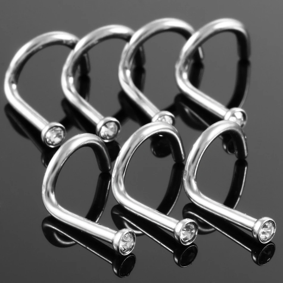 100Pcs/lot 18G 20G Nostril Piercings CZ Crystal Piercing Nose Stud Stainless Steel Star Nose Rings Nariz Piercing Body Jewelry 250227