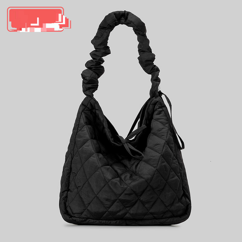 Lage & Bags Large Capacity Dia Filled Cotton Bucket Bowknot Drawstring Shoulder Strap Handbag Quilted Nylon Bag Women Wholesale