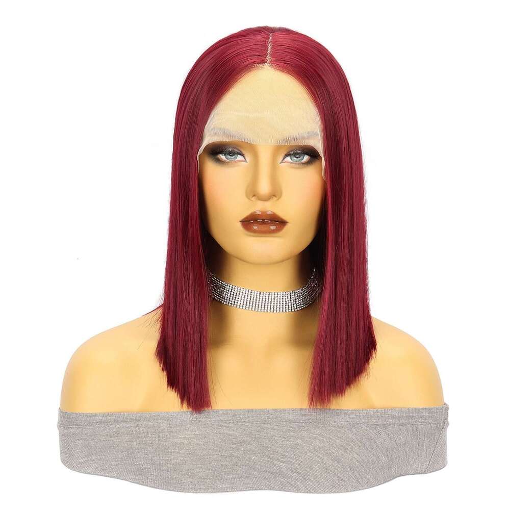 HD Front Lace Wig Front Female Hand Hook BOBO Head Short Straight Fiber Loop Headset Lace Wig Black