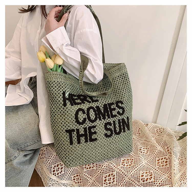 Large capacity straw woven bucket for women's 2025 summer new fashionable vacation beach trendy casual shoulder bag #swissmilitary