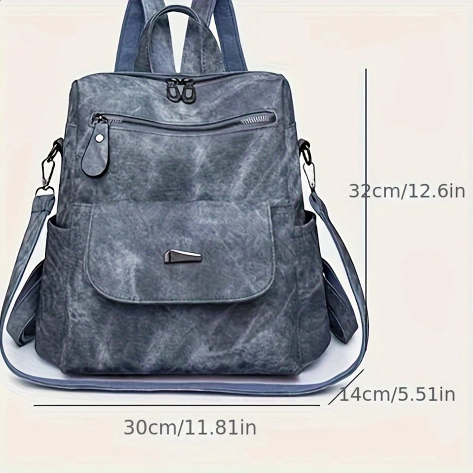 Ship from US Vintage PU Leather Backpack Purse Stylish TwoWay Bag for Women Teens Spacious Versatile Daypack Travel Work Scho 250304FBB