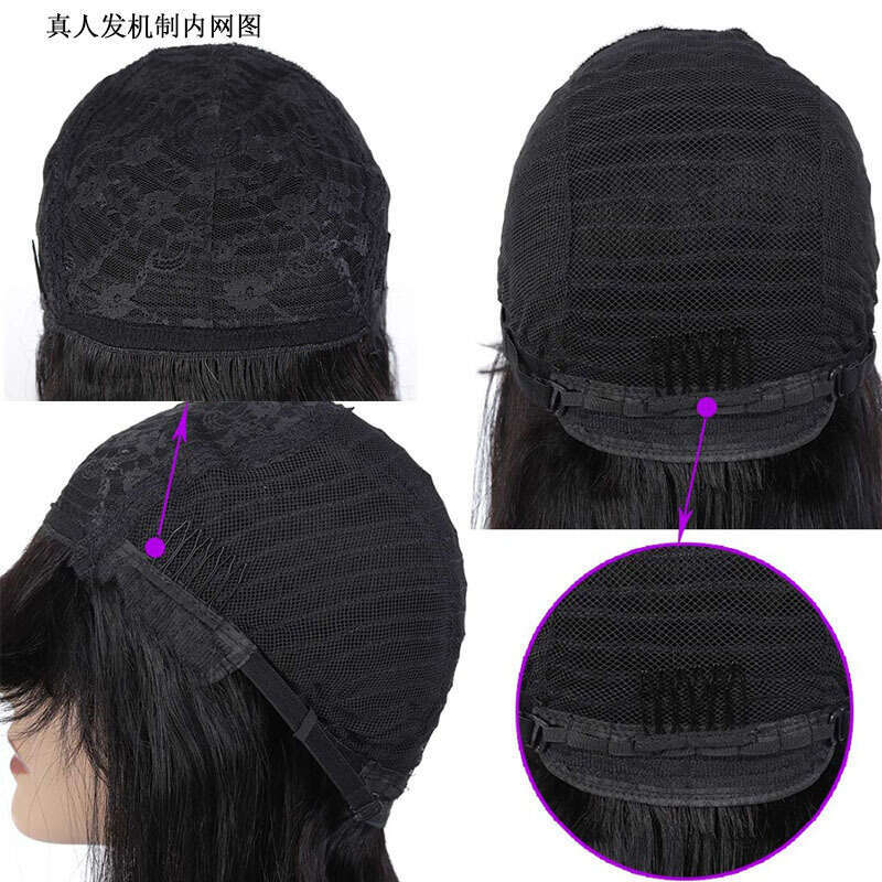 HD Front Lace Wig Natural Color Short Straight Hair Real Wig Women S Headband With Bangs Bob Wigs Human Hair