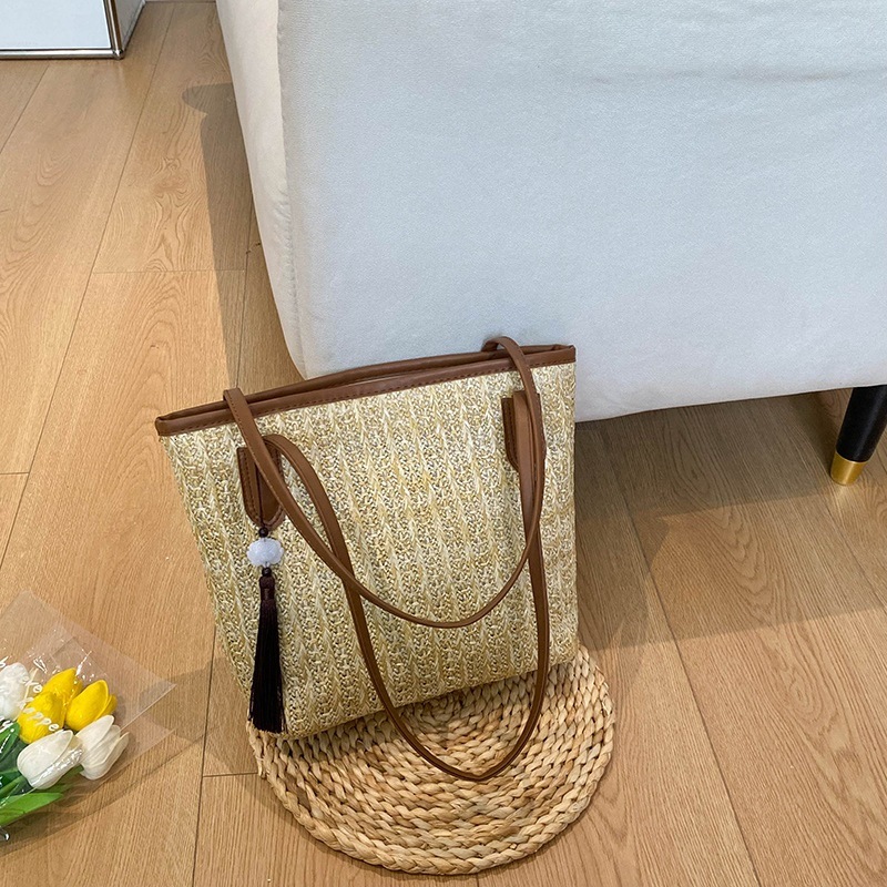 Summer leisure large capacity grass women's 2025 new versatile beach fashionable woven single shoulder tote bag #swissmilitary