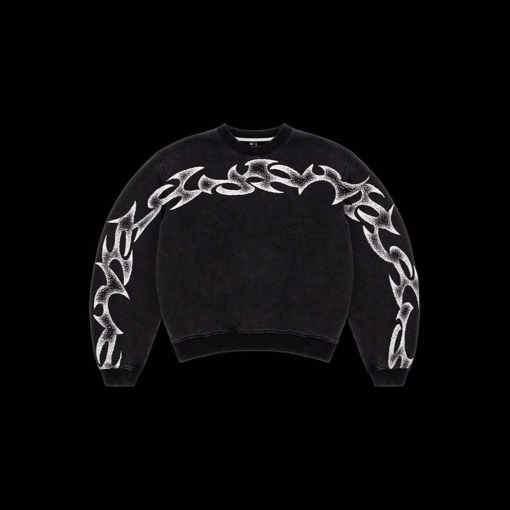 Oversized American street round neck sweatshirt, dark gothic couple pullover top gift for man