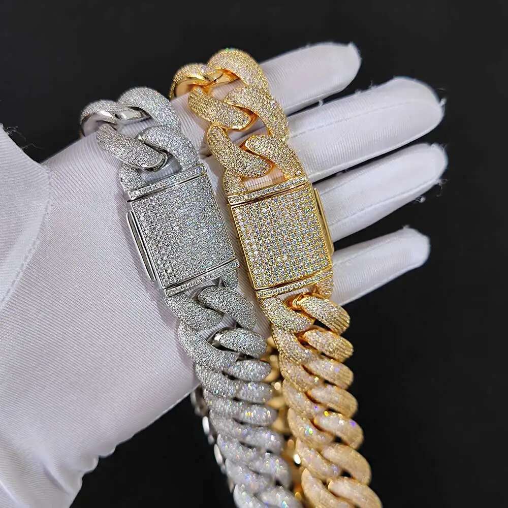 Hip Hop Shiny 25MM Cuban k Chain Necklace Men Plated Gold Bg Zircon Fashion Jewelry For Women16-24inch