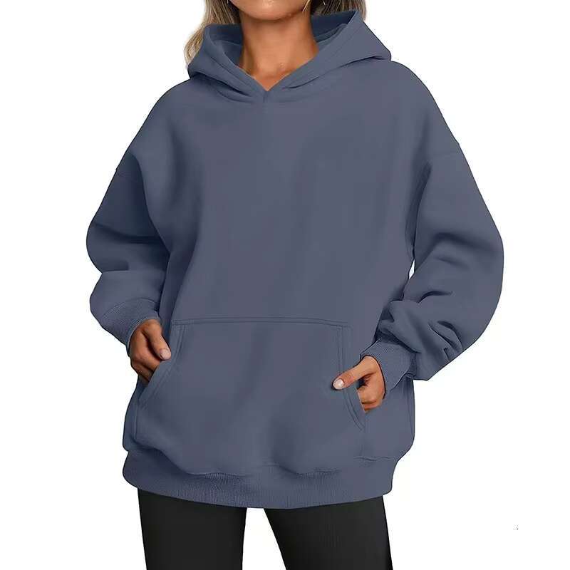 2024 Spring And Autumn New Style Women's Hoodies Casual Pocket Tops Loose Fit Trendy Sweater Cotton