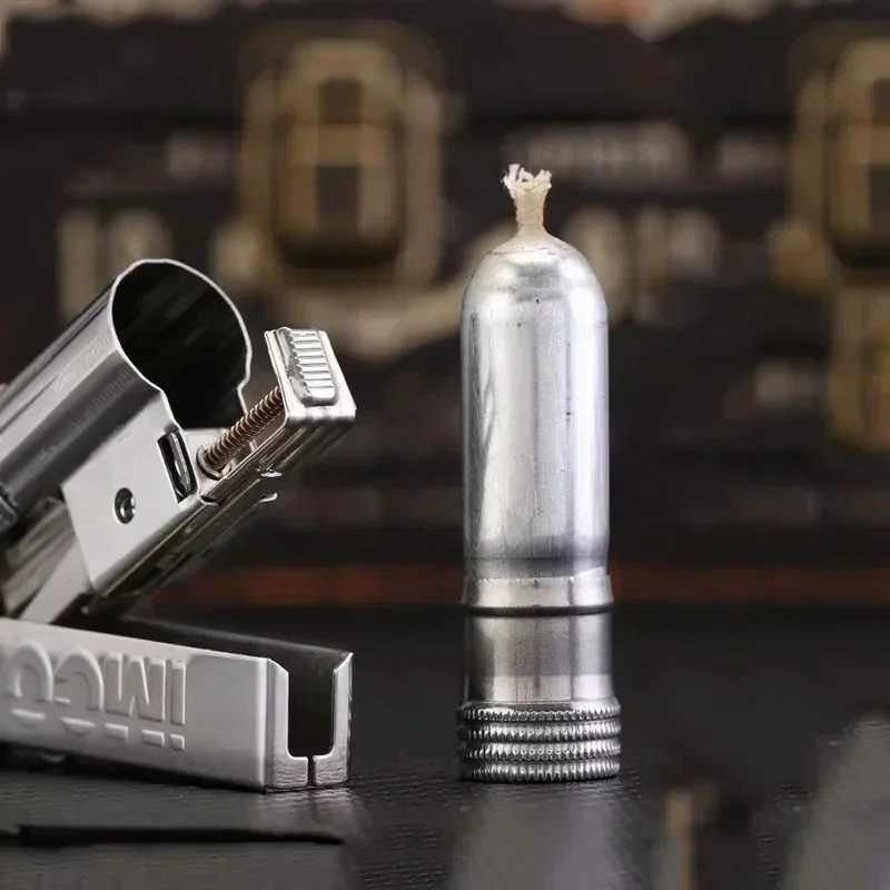 Original IMCO 6700 Retro Stainless Steel Metal Lighter Austrian Gasoline Grinding Wheel Lighter Kerosene Collection with Box Y250228