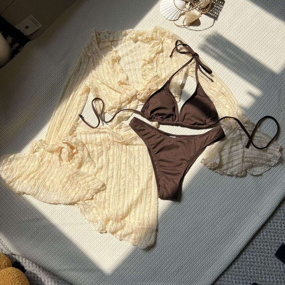 European and American sexy lace mesh four piece swimsuit bikini 2025 new casual fashion trend clothing
