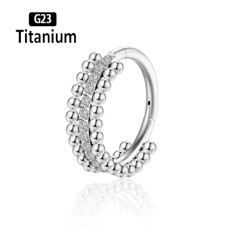 1PC G23 CZ Hoops Earrings Hinged Segment Rings Septum Clicker Nose Rings Helix Piercing Body Jewelry 1mm Ball 8/10/12mm 250227