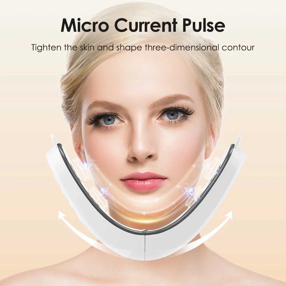 2025 Upgraded Microcurrent Facial Lifting Device 5 Modes 12 Levels Voice Prompt Anti-Aging Face Massager for Slimming White W250228