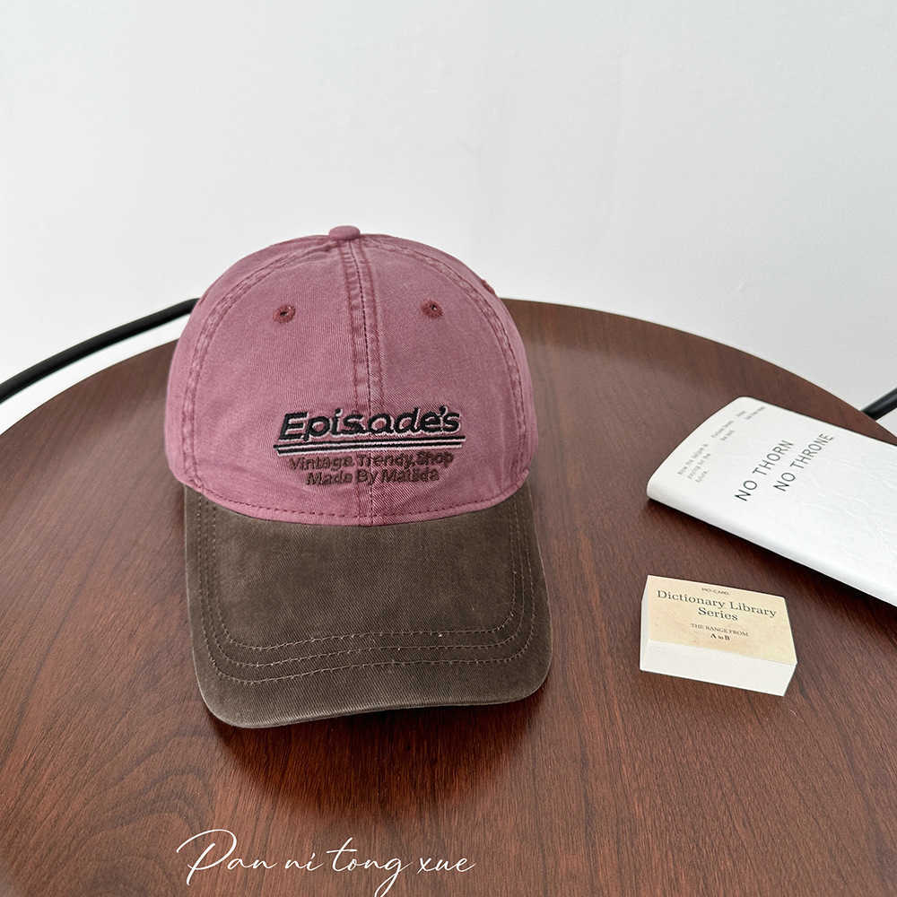Ball Caps Childrens Color blocked Baseball Hat Trend 2025 Spring Edition Embroidered Korean New Style Color blocked Old Spring Mid to Large Childrens 