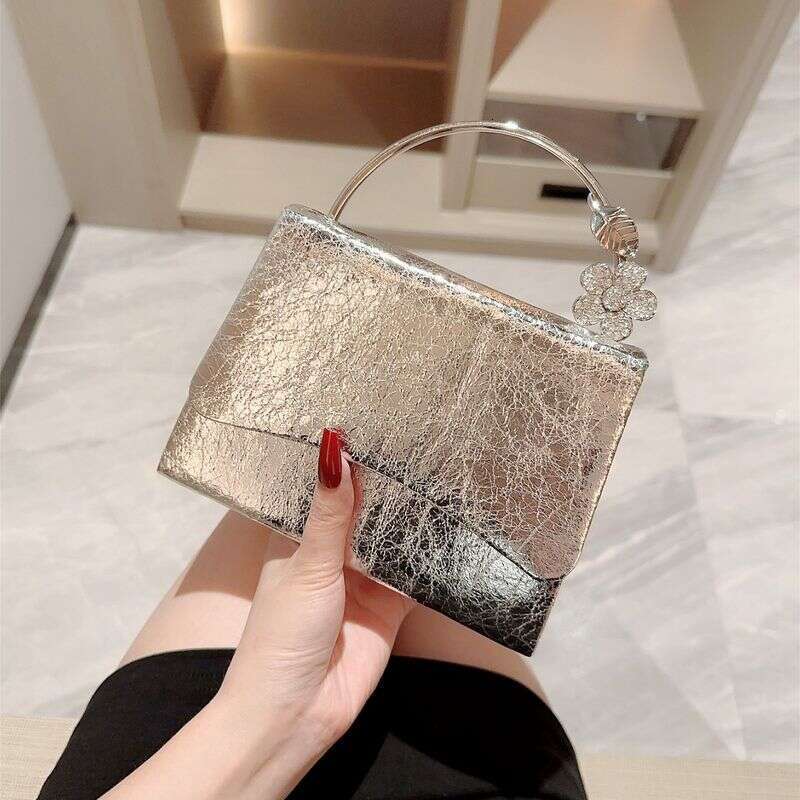 Women's Bags New Bright Leather Flap Dinner Banquet Gold Bracelet, Handbag, Evening Dress Bag, Party Bag