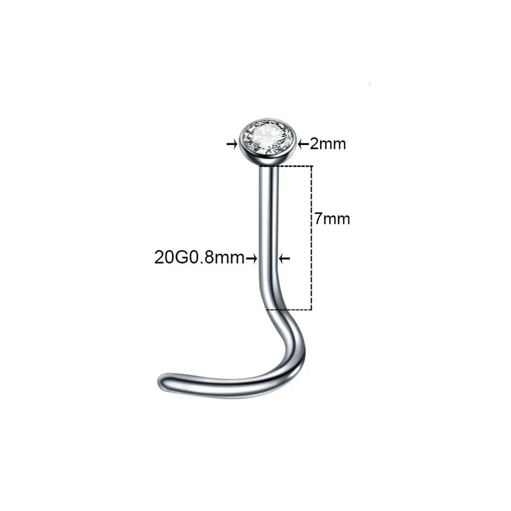 100Pcs/lot 18G 20G Nostril Piercings CZ Crystal Piercing Nose Stud Stainless Steel Star Nose Rings Nariz Piercing Body Jewelry 250227