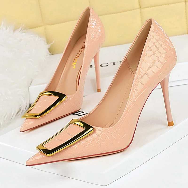 New Arrival BIGTREE Shoes Women 10 Cm Metal Buckle Ladies Pumps Luxury Womens Banquet Shoes Stilettos High Heels Women Sexy Party Shoes T250228