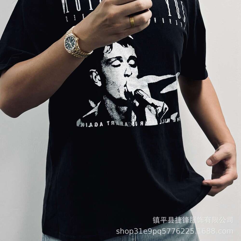 Washed vintage hip-hop high street men's and women's loose T-shirt with letter print short sleeved shirt