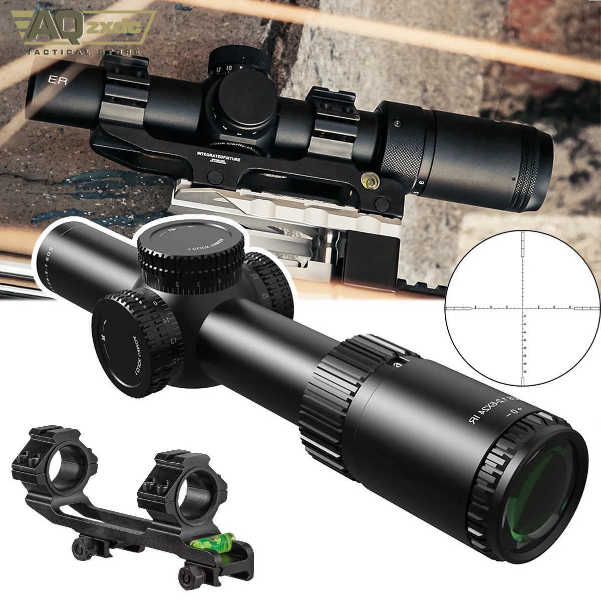 Tactical 1.2-6x24 Scope with 25mm Scope Bracket IR Portable Outdoor Hunting Telescope for Airgun Hunting Paintball Accessories X250228