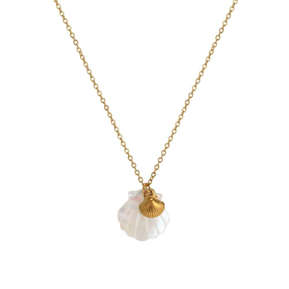 Beach starfish summer style conch pendant, shell DIY necklace, stainless steel gold-plated color preservation